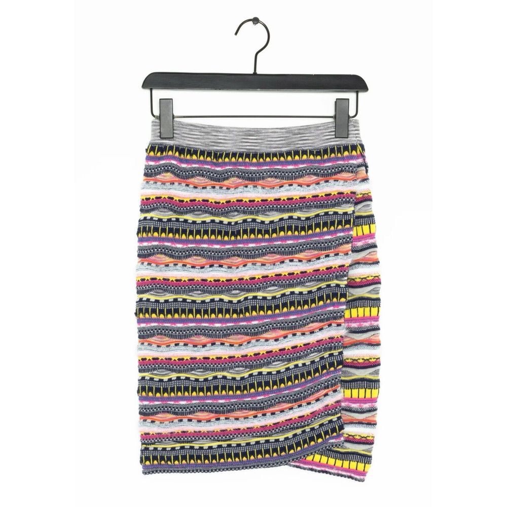 Carven Knit Wrap Skirt Women Small Stripe Eclectic Boho Vibrant Artsy Lagenlook